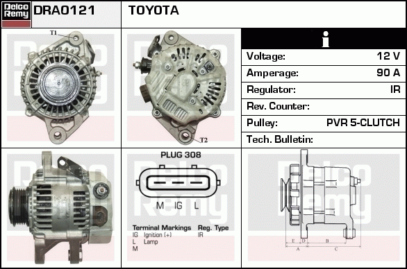 DELCO REMY DRA0121 Alternator