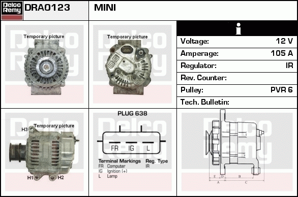 DELCO REMY DRA0123 Alternator