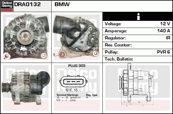 DELCO REMY DRA0132 Alternator