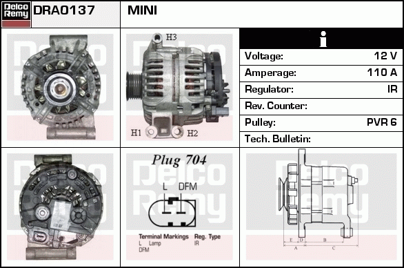 DELCO REMY DRA0137 Alternator