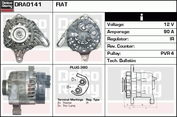 DELCO REMY DRA0141 Alternator