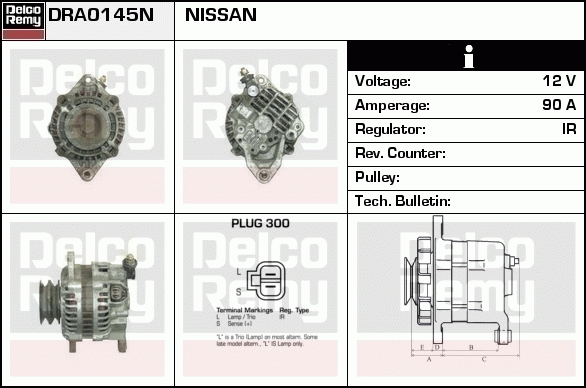 DELCO REMY DRA0145N Alternator