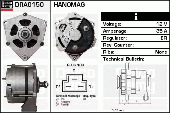 DELCO REMY DRA0150 Alternator