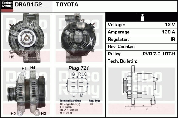 DELCO REMY DRA0152 Alternator