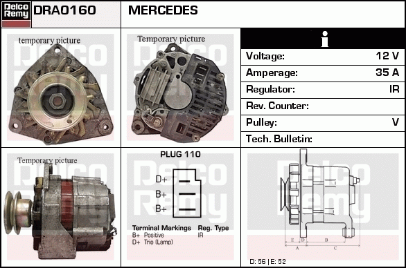 DELCO REMY DRA0160 Alternator