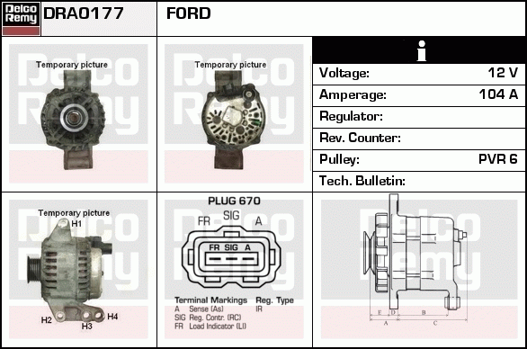 DELCO REMY DRA0177 Alternator