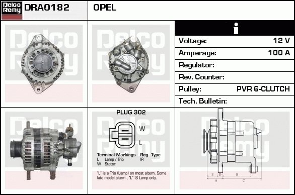 DELCO REMY DRA0182 Alternator