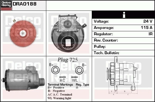 DELCO REMY DRA0188 Alternator