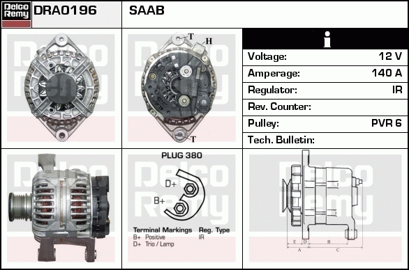 DELCO REMY DRA0196 Alternator