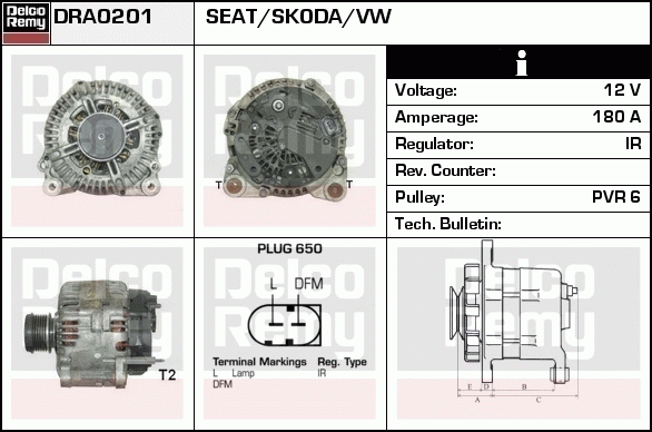 DELCO REMY DRA0201 Alternator