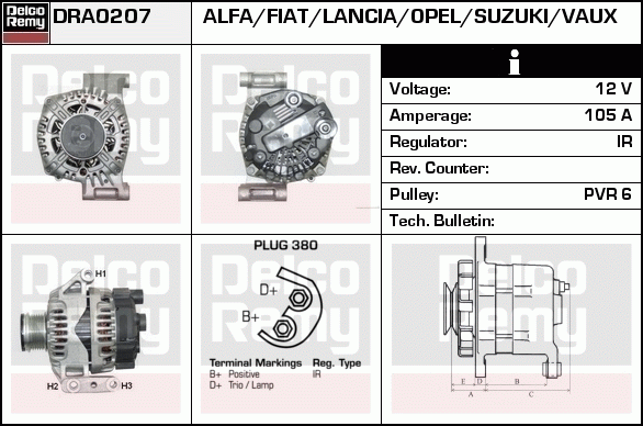 DELCO REMY DRA0207 Alternator