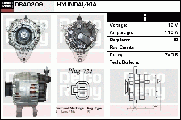 DELCO REMY DRA0209 Alternator