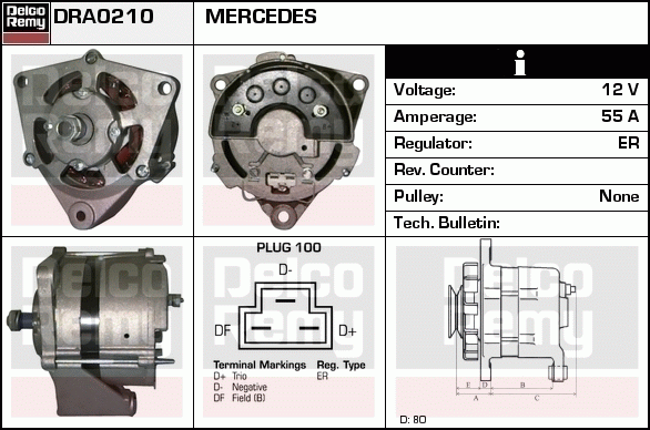 DELCO REMY DRA0210 Alternator