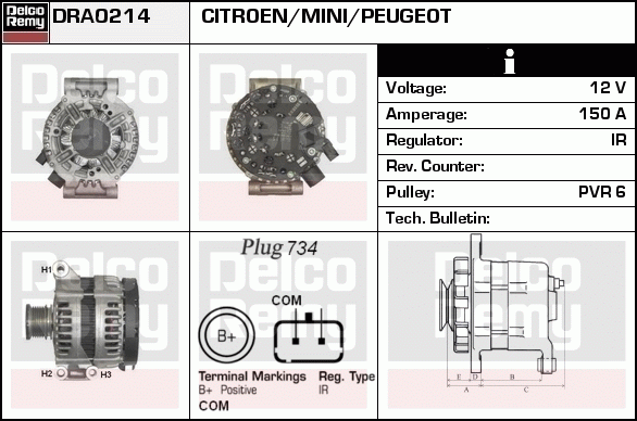 DELCO REMY DRA0214 Alternator