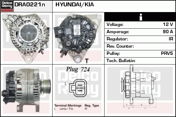 DELCO REMY DRA0221N Alternator