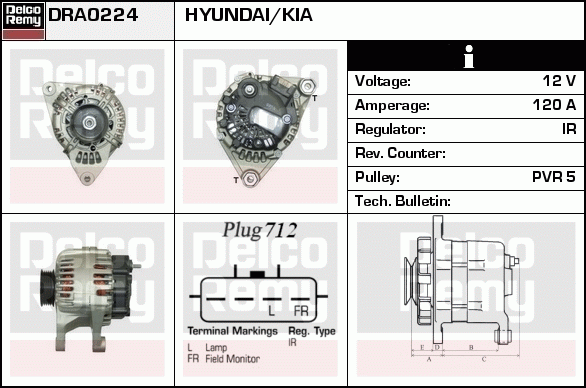 DELCO REMY DRA0224 Alternator