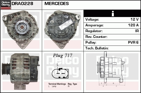 DELCO REMY DRA0228 Alternator