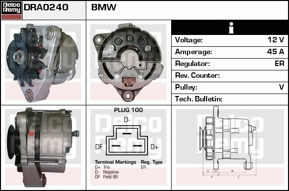 DELCO REMY DRA0240 Alternator