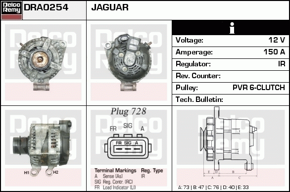 DELCO REMY DRA0254 Alternator
