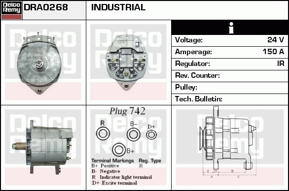 DELCO REMY DRA0268 Alternator