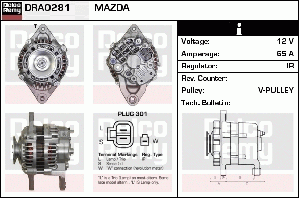 DELCO REMY DRA0281 Alternator