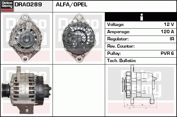 DELCO REMY DRA0289 Alternator