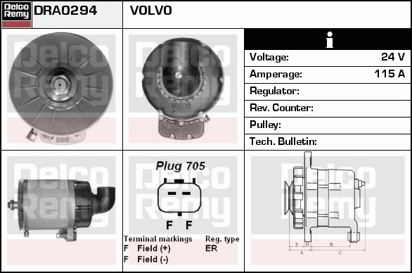 DELCO REMY DRA0294 Alternator