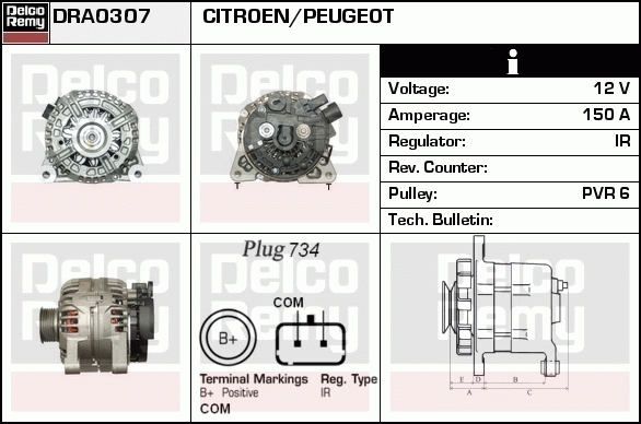 DELCO REMY DRA0307 Alternator