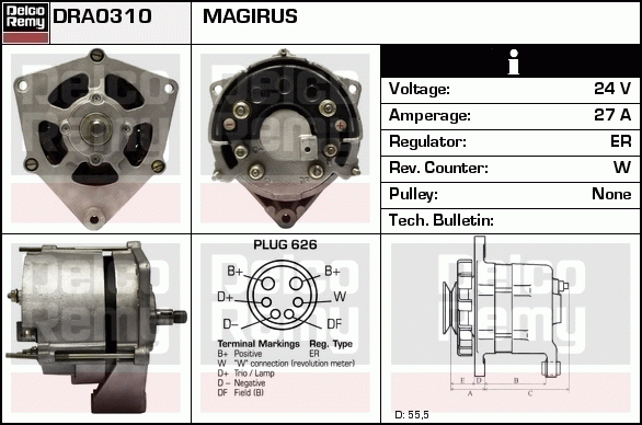 DELCO REMY DRA0310 Alternator