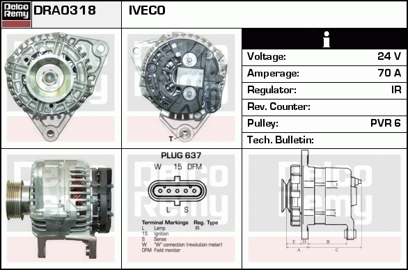 DELCO REMY DRA0318 Alternator