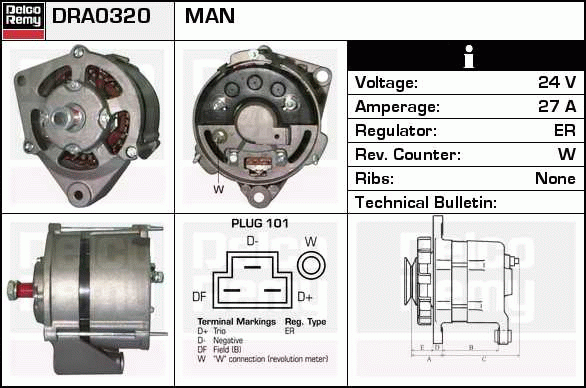 DELCO REMY DRA0320 Alternator