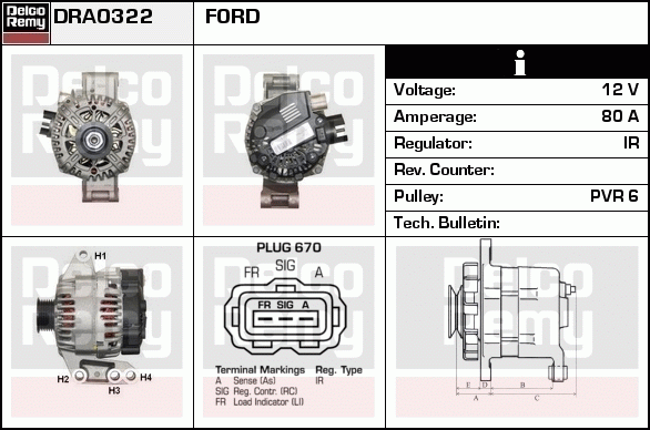 DELCO REMY DRA0322 Alternator