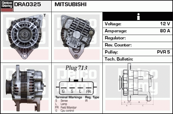 DELCO REMY DRA0325 Alternator