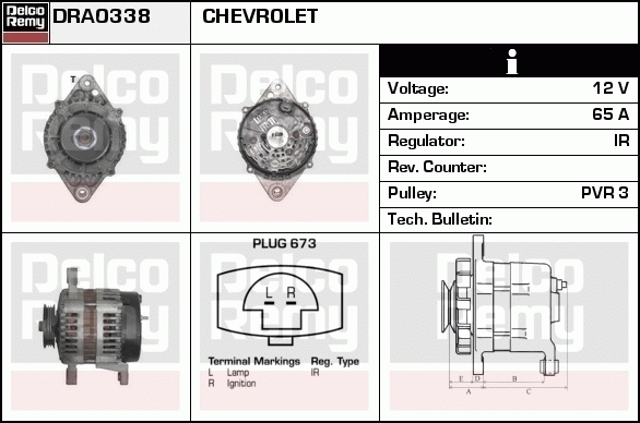 DELCO REMY DRA0338 Alternator