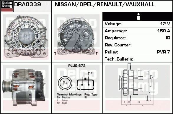 DELCO REMY DRA0339 Alternator