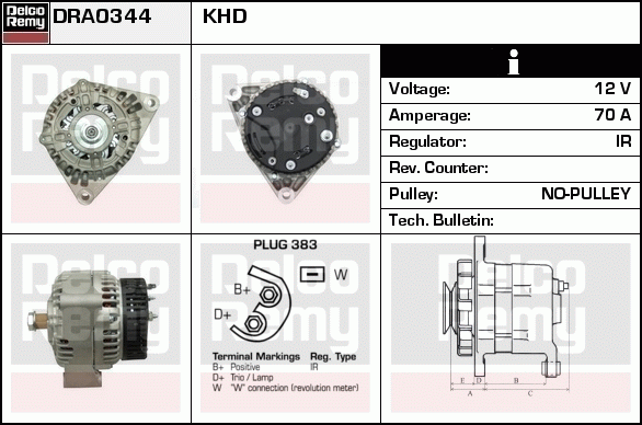 DELCO REMY DRA0344 Alternator