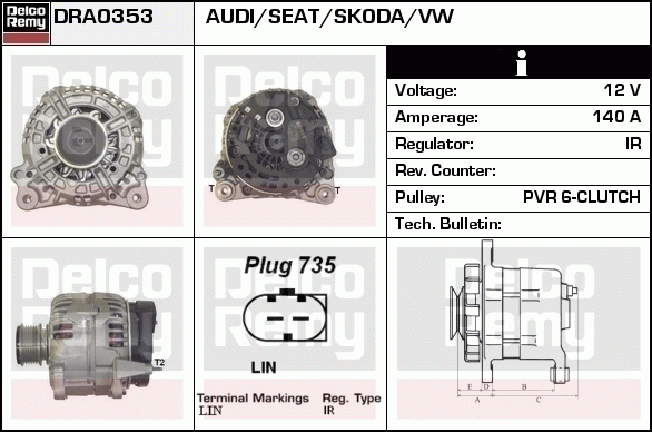 DELCO REMY DRA0353 Alternator