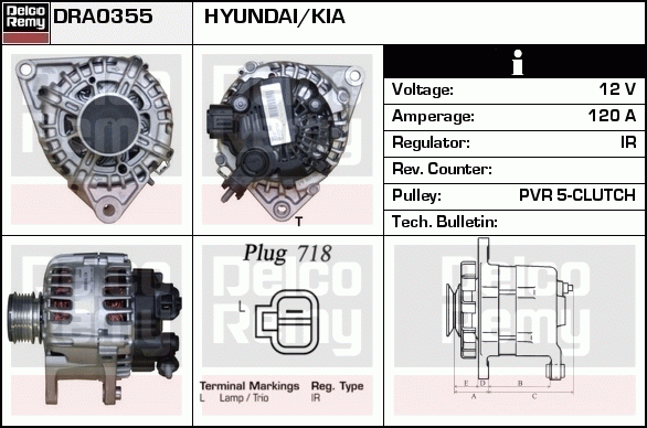 DELCO REMY DRA0355 Alternator