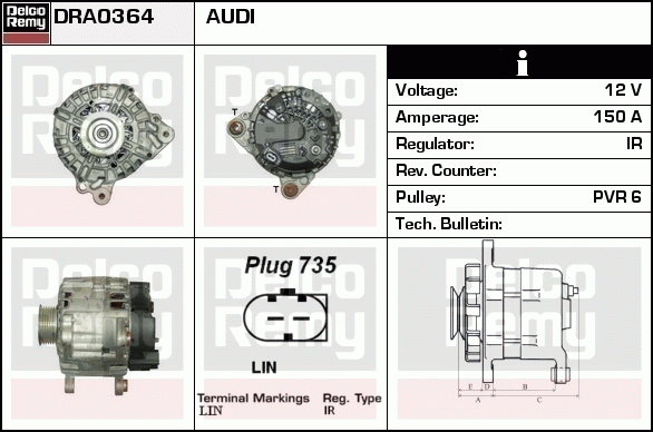 DELCO REMY DRA0364 Alternator