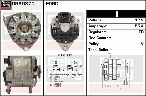 DELCO REMY DRA0370 Alternator