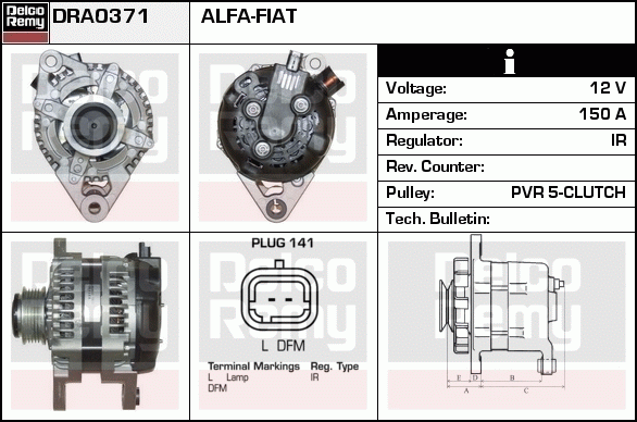 DELCO REMY DRA0371 Alternator