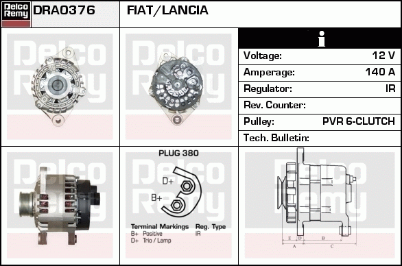 DELCO REMY DRA0376 Alternator