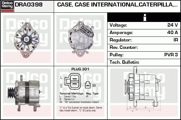 DELCO REMY DRA0398 Alternator