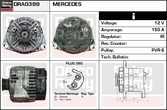 DELCO REMY DRA0399 Alternator