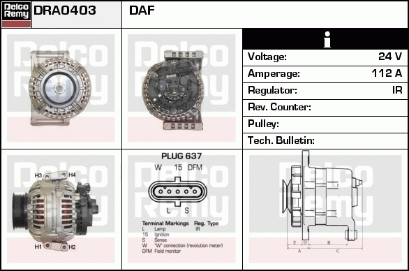 DELCO REMY DRA0403 Alternator