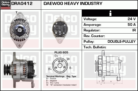 DELCO REMY DRA0412 Alternator