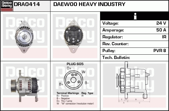 DELCO REMY DRA0414 Alternator