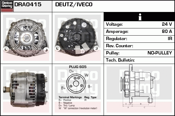 DELCO REMY DRA0415 Alternator