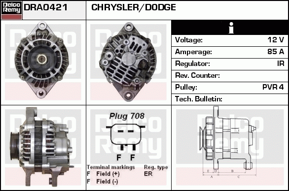 DELCO REMY DRA0421 Alternator