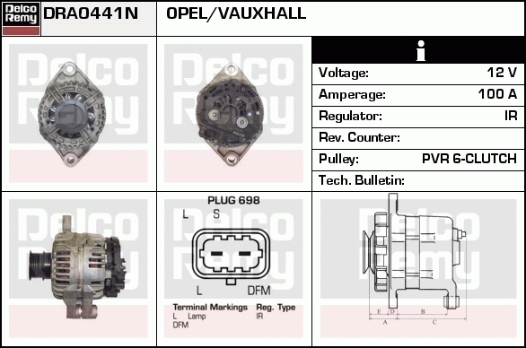 DELCO REMY DRA0441N Alternator